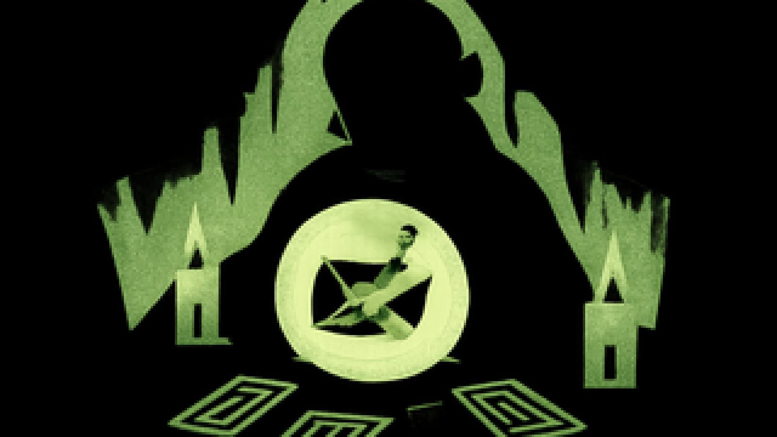 Pixel-art fortune teller's crystal ball revealing a hooked email envelope among circuit-patterned tarot cards