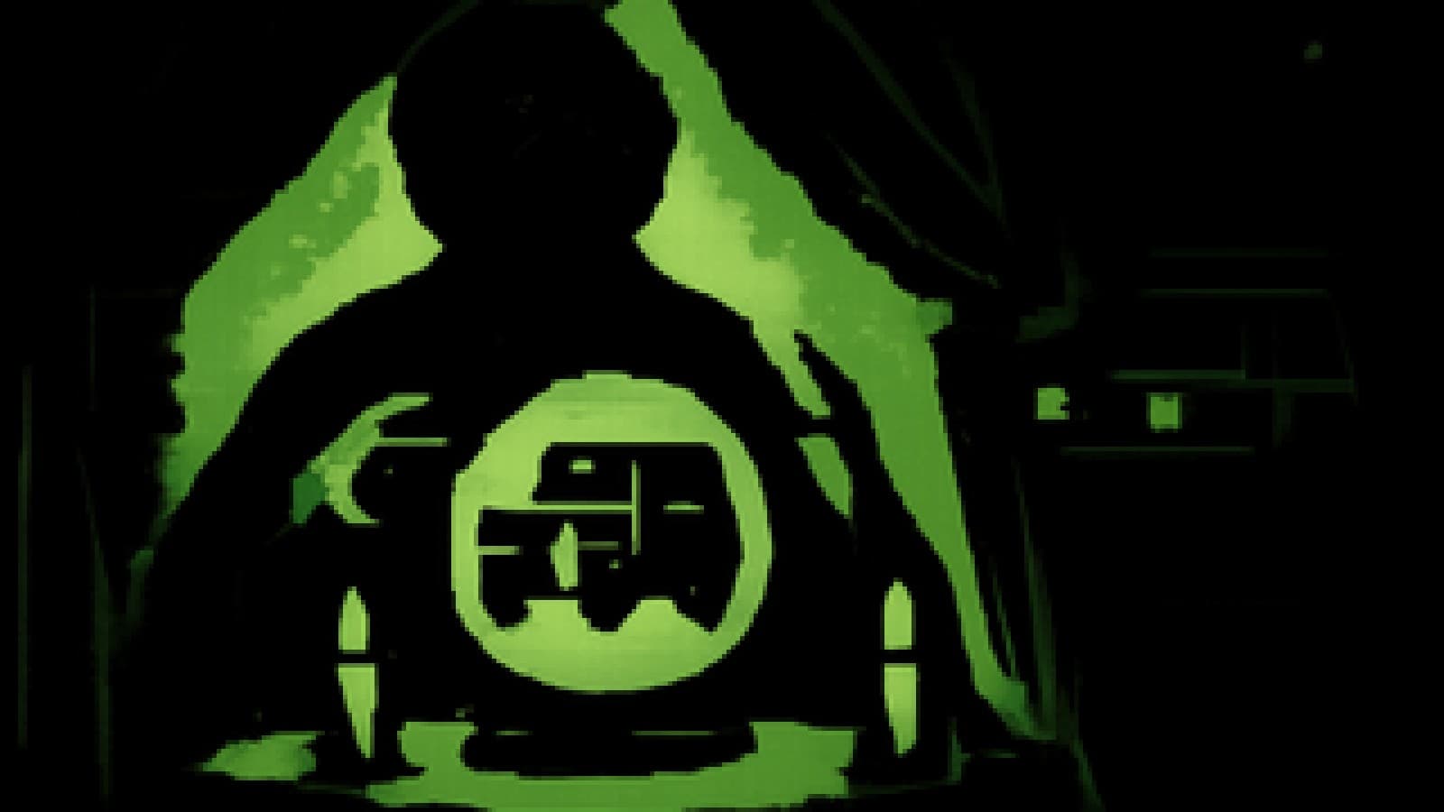 A pixel-art crystal ball glowing with the image of a boxy armored SUV, with another SUV lurking outside a fortune teller's tent.