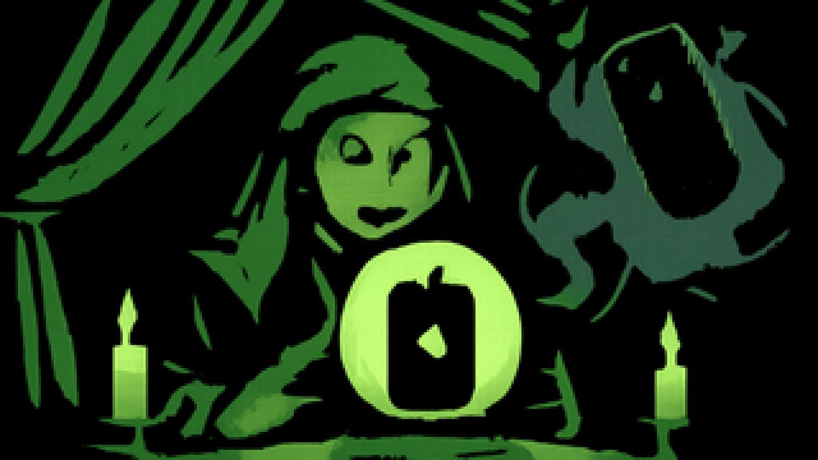 Pixel-art crystal ball in a candlelit tent showing a phone rising like a crown as a starry second phone drifts into the mist.