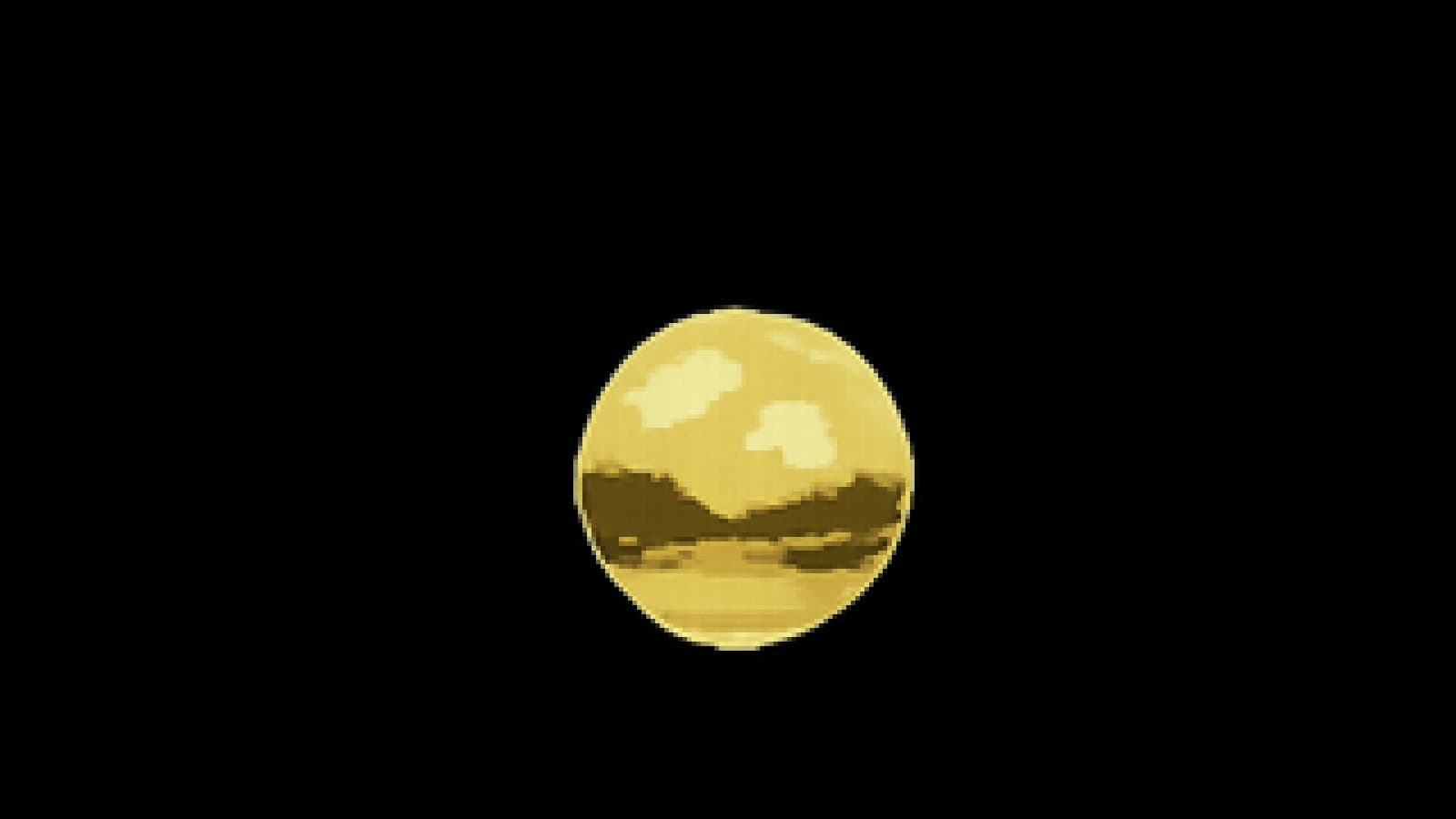 Pixel-art crystal ball showing a desert scene, with a window behind it looking out on tankers and smoke over a strait