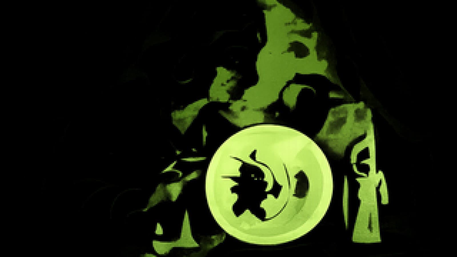 Pixel-art crystal ball showing a helmeted creature attacking at blinding speed while a frozen mage figure looks on.