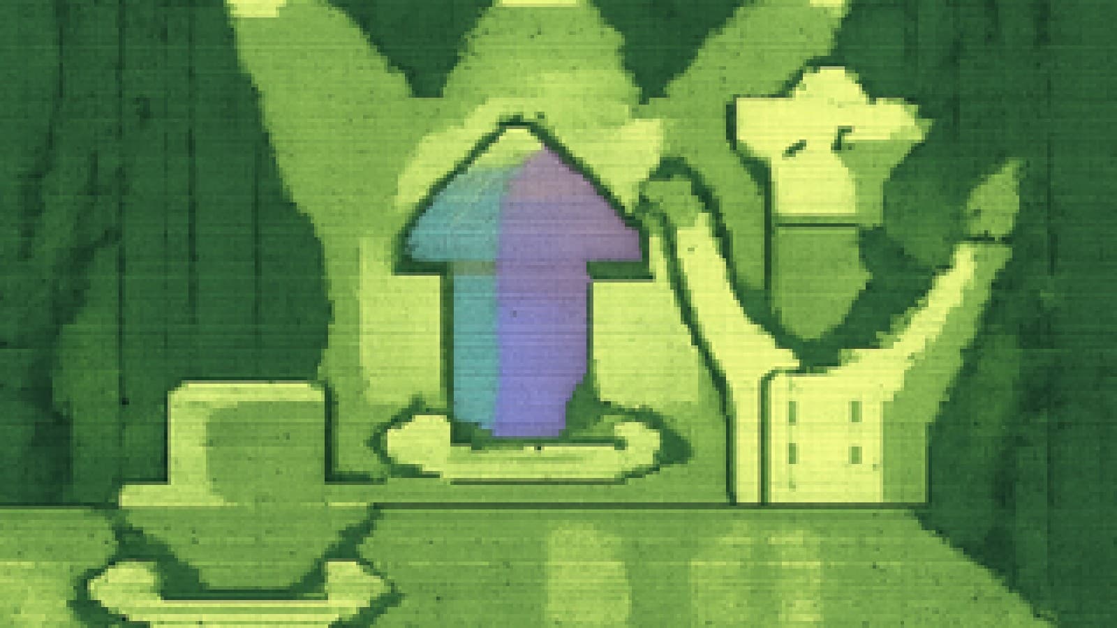 Pixel-art cooking competition with a triumphant rising soufflé arrow beside a deflated downward one.