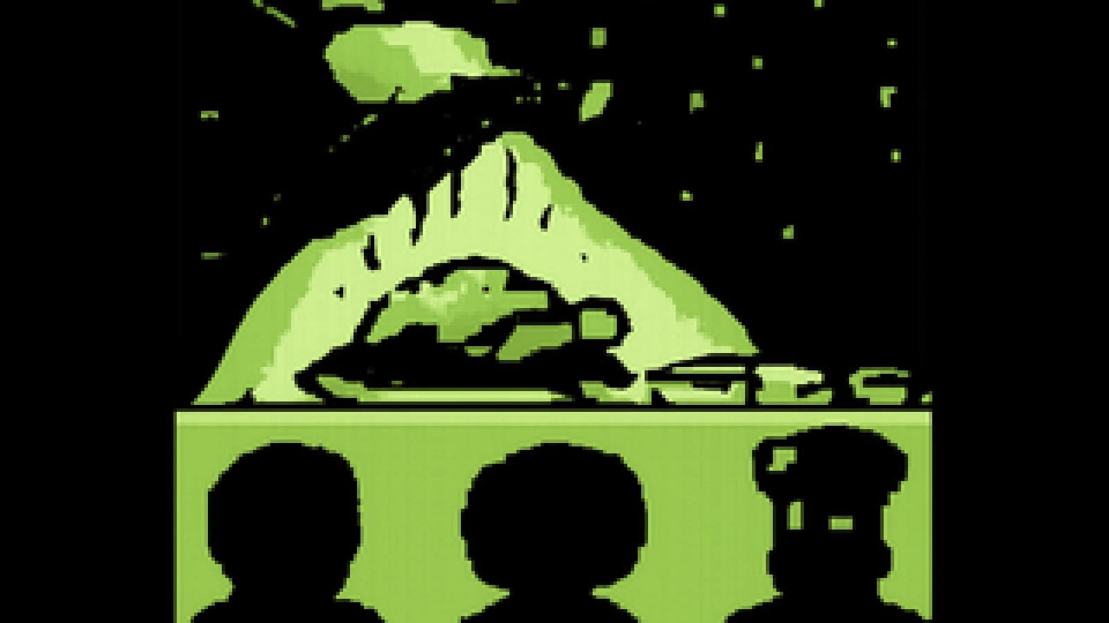 Pixel-art cook-off stage where a glowing slow-roasted dish under a lifted silver cloche is crowned the winner beside smaller plates.