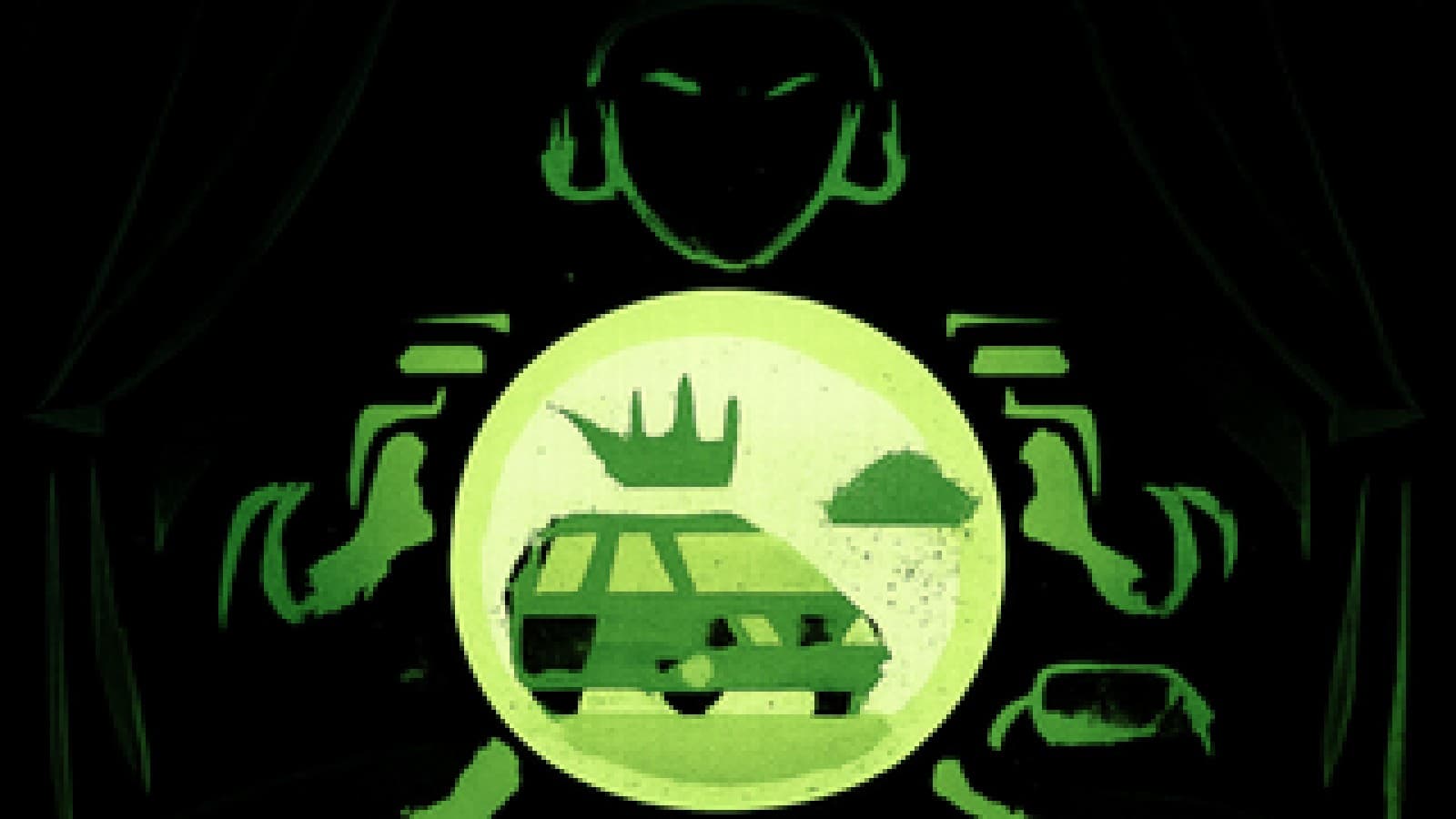 Crystal ball showing a crowned hatchback towering over a smaller car next to a grey cloud