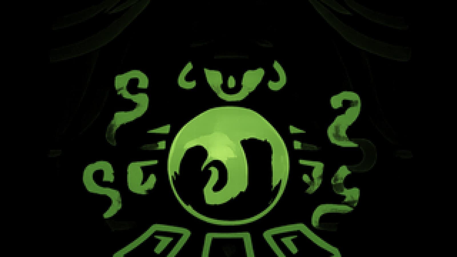 Pixel-art crystal ball glowing with a rising star over a misty lantern and tower inside a fortune teller's tent