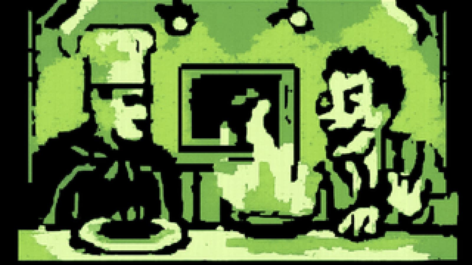 Pixel-art cooking showdown between a disciplined caped chef and a chaotic grinning chef in purple.