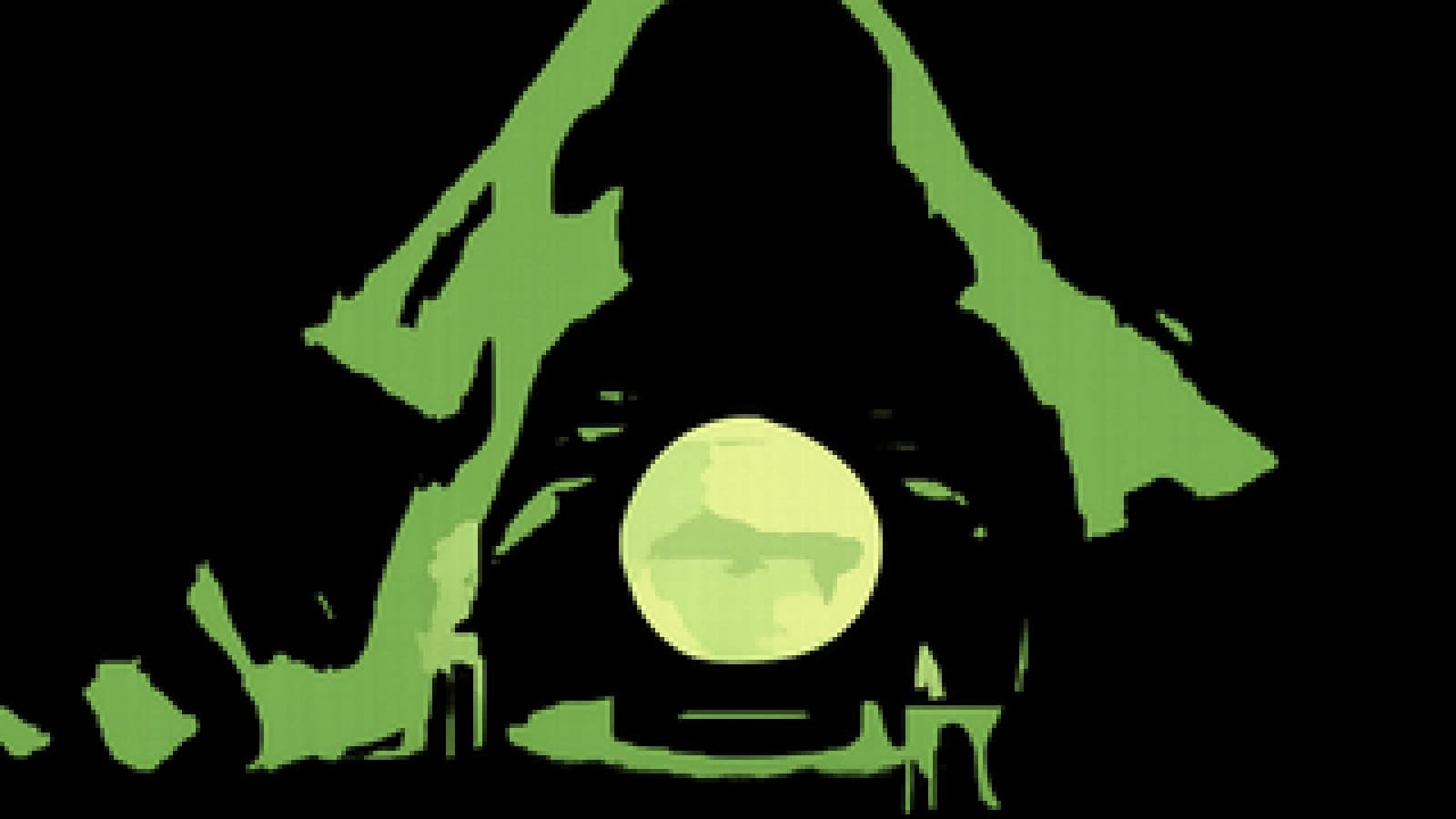 Pixel-art crystal ball showing a flat misty line between a restless bull and a sleeping bear inside a candlelit fortune teller's tent.