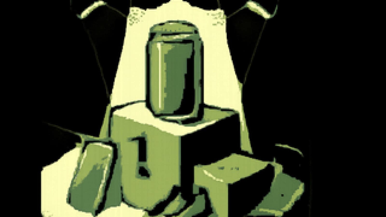 Pixel-art scene of a red soda can on a winner's podium with a silver smartphone in second place and other products watching from the side.