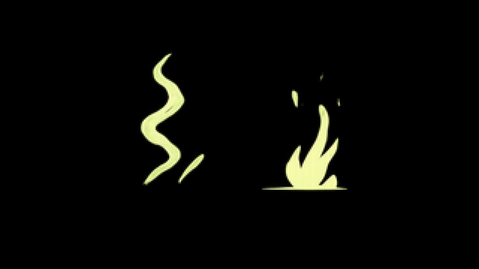 Pixel art of two pans dueling on a cooking-show stove while a soufflé sits ignored nearby