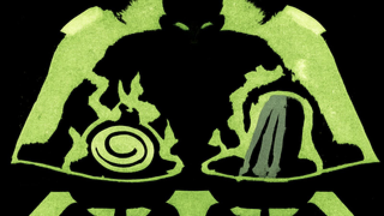 Pixel-art illustration of two pans on a shared burner, a golden coin roast and a purple soufflé, watched by a looming judge silhouette.