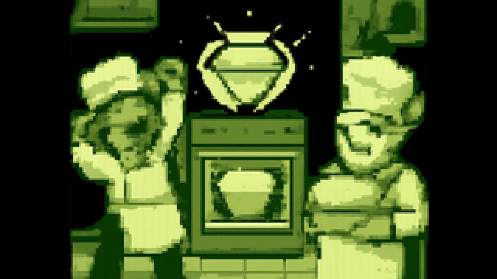 Pixel-art chefs looking at a rising diamond-shaped soufflé and a collapsed one
